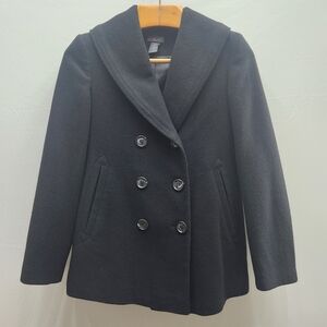 Elegant Black Double-Breasted Pea Coat
